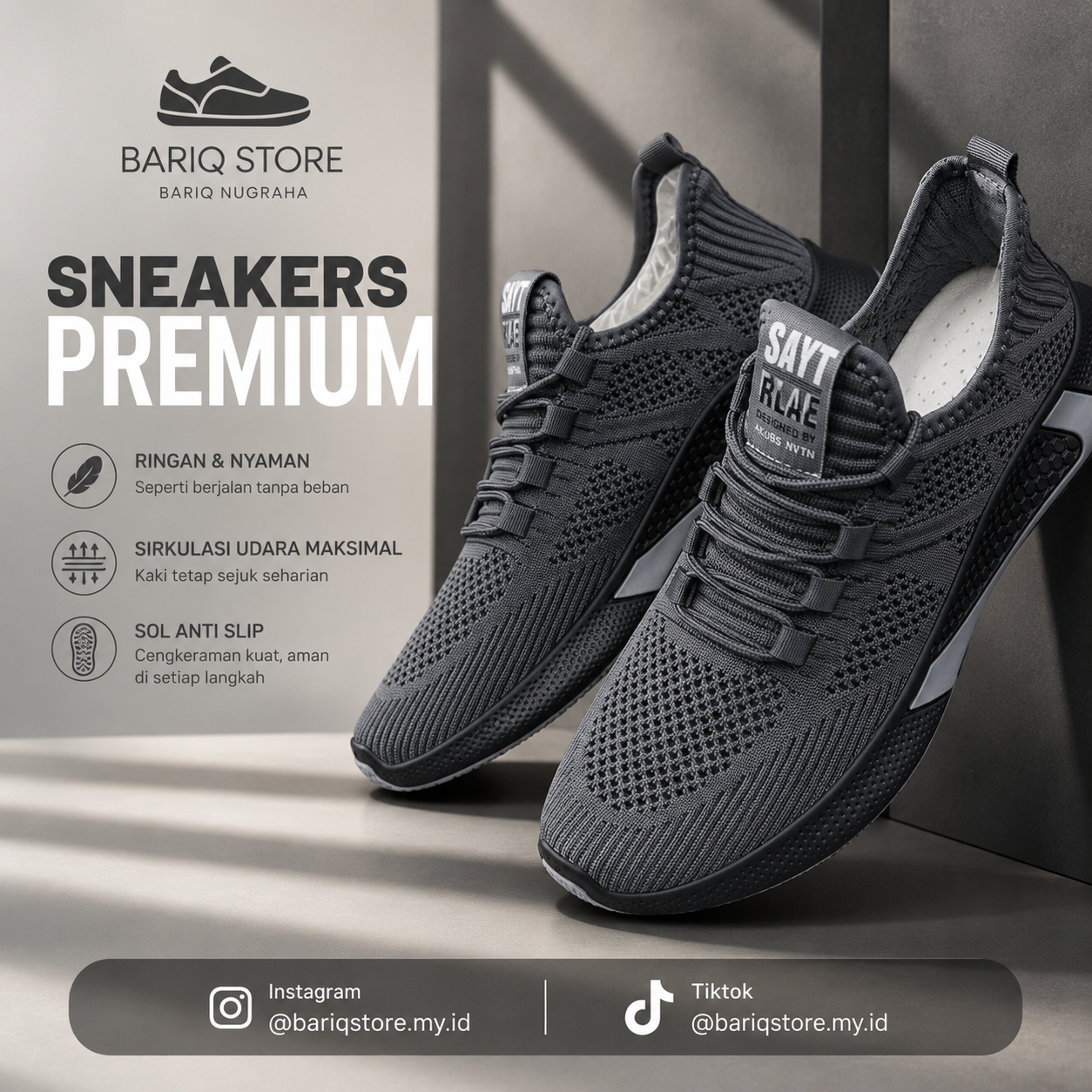 AeroStride Abu - Sepatu Sneakers Casual Pria