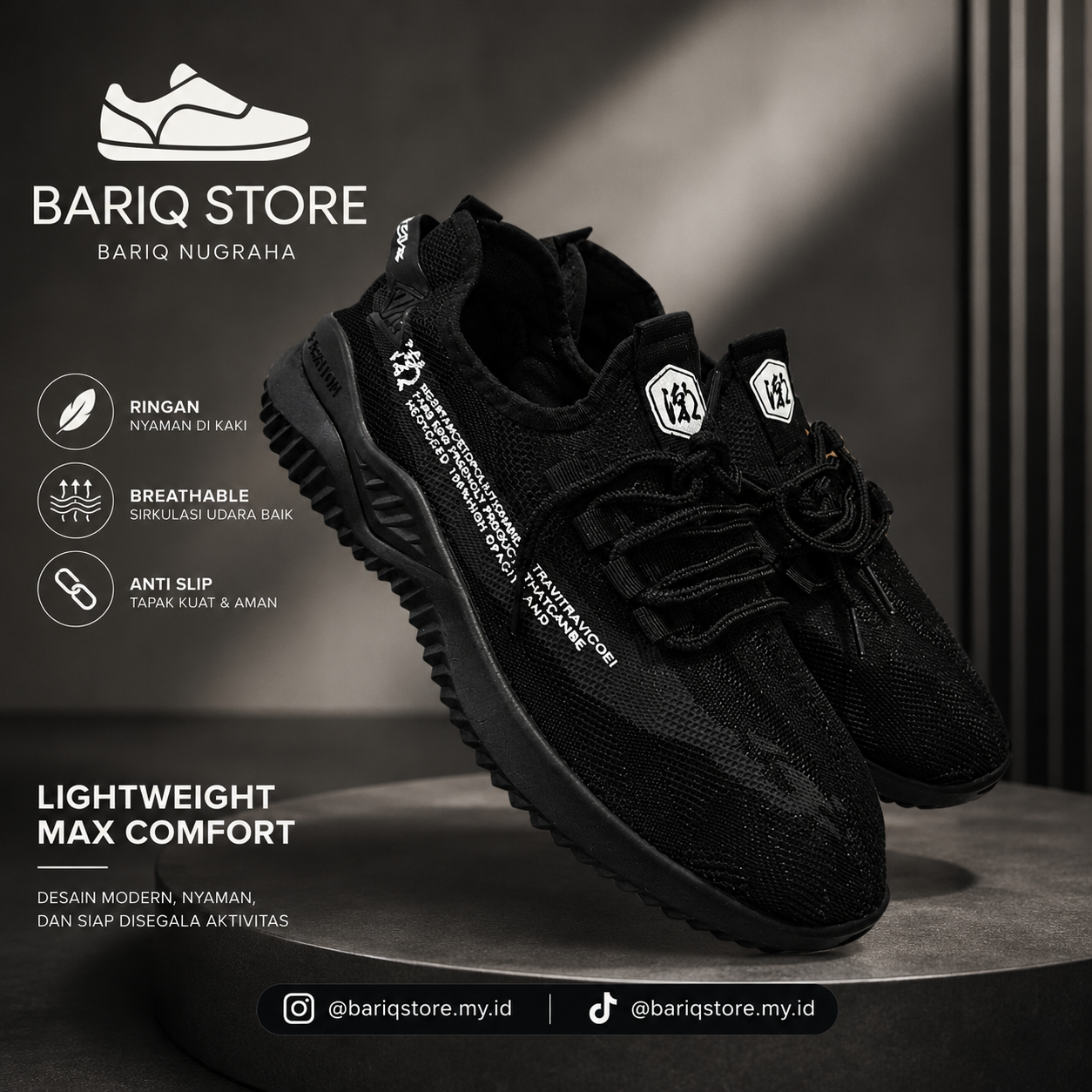 Sepatu Sneakers Casual Pria Hitam