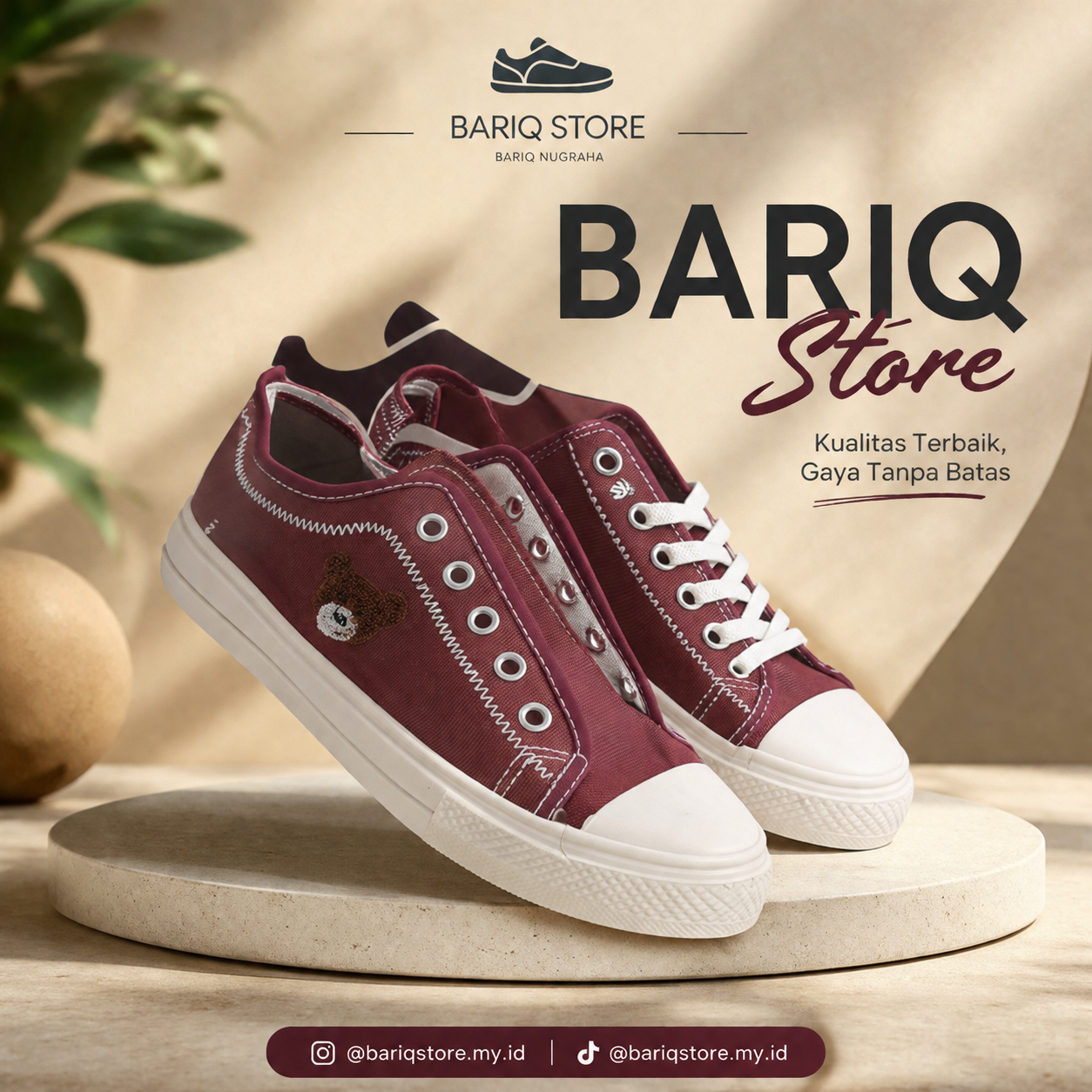 Sepatu Casual Wanita Burgundy