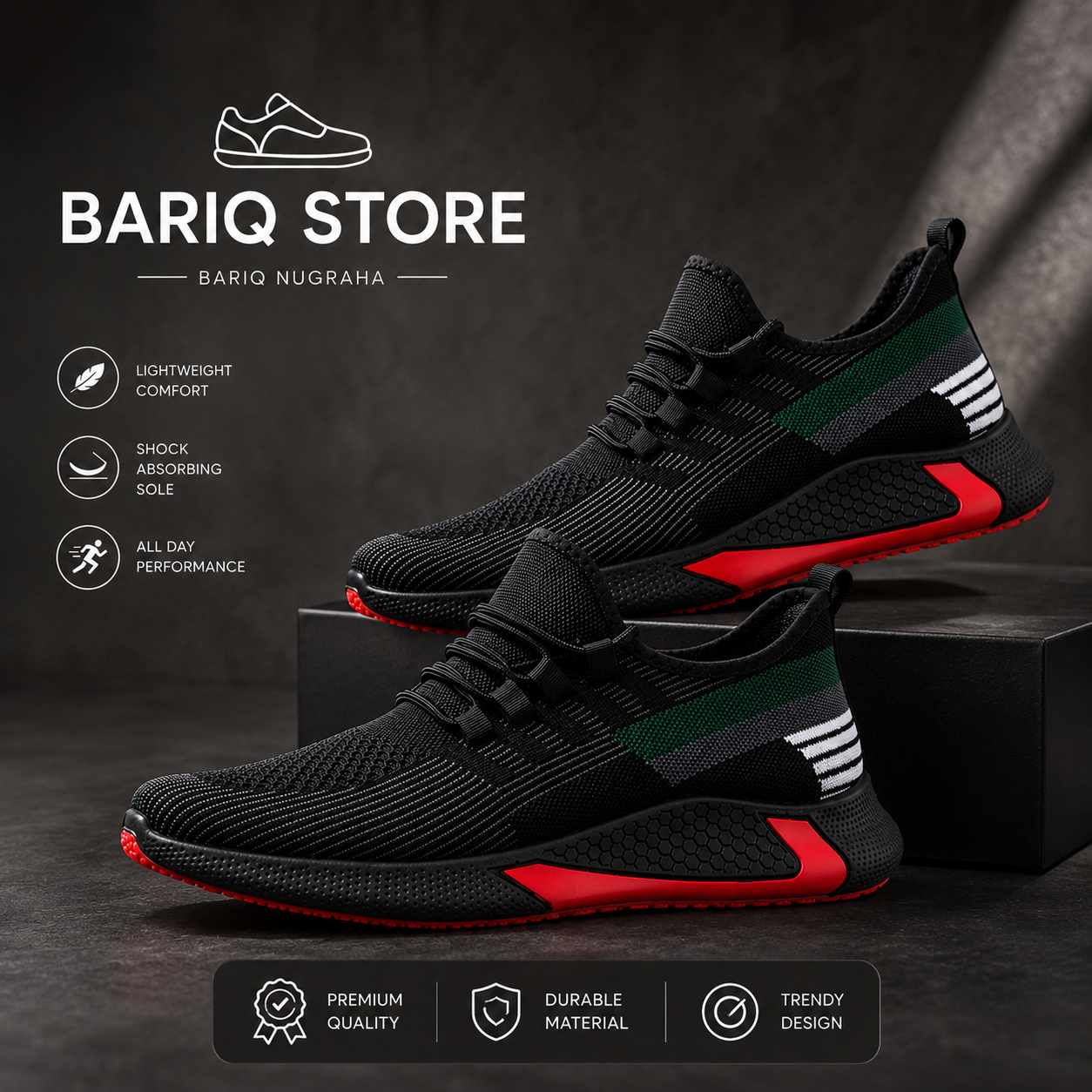 AeroStride Carbon – Sportstyle Sneakers Black Edition
