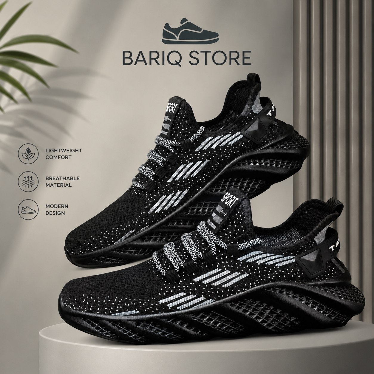 Sepatu Sneakers Pria Flyknit Mesh - Casual, Ringan & Anti Slip