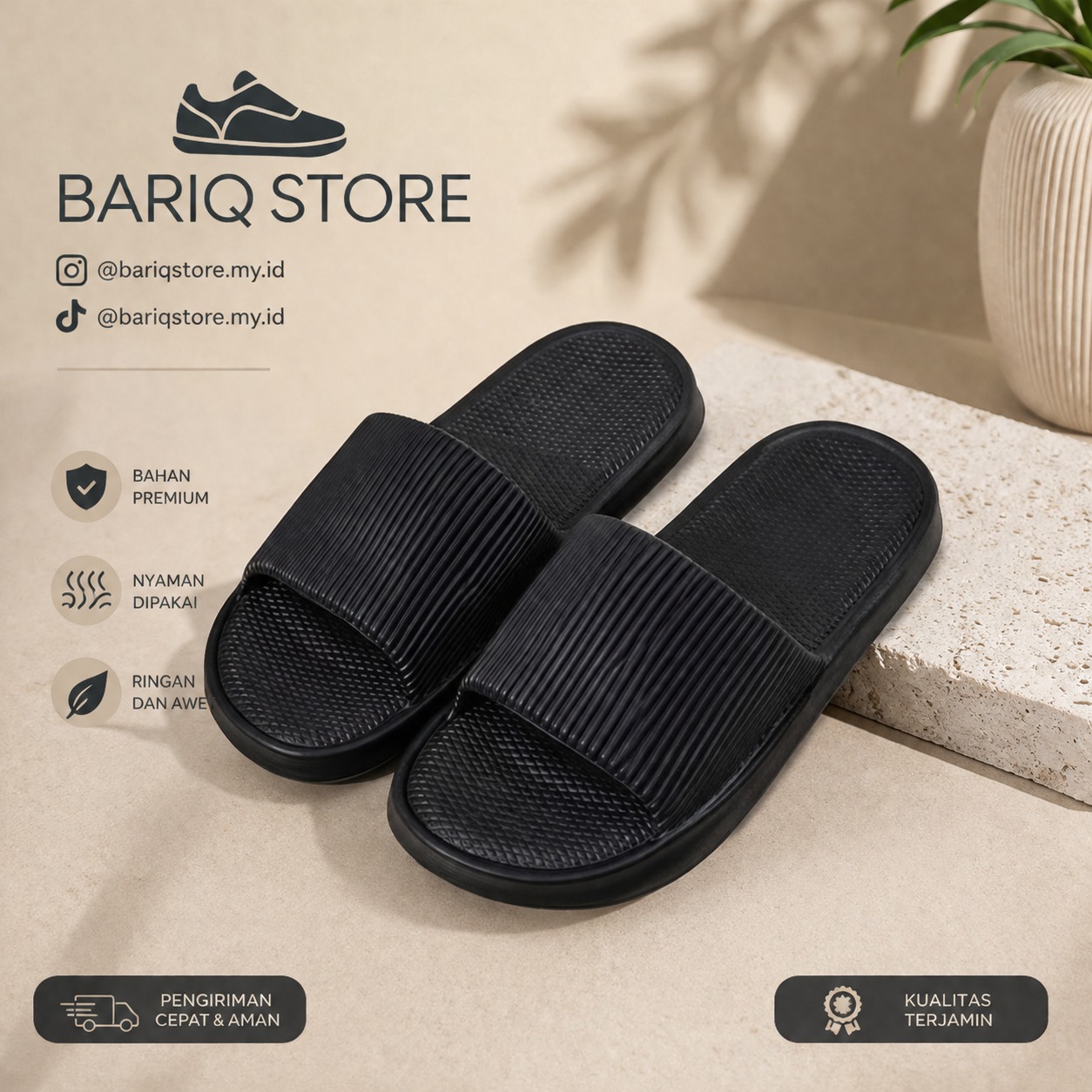 Sandal Hitam type Garis